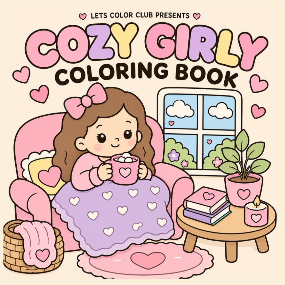 Cozy Girly Coloring Book: 30 Pages for Toddlers Featuring Super Cute Characters with Easy and Simple Designs for Kids: Snuggle up with a world of cozy ... to express creativity! (The Cozy Series)