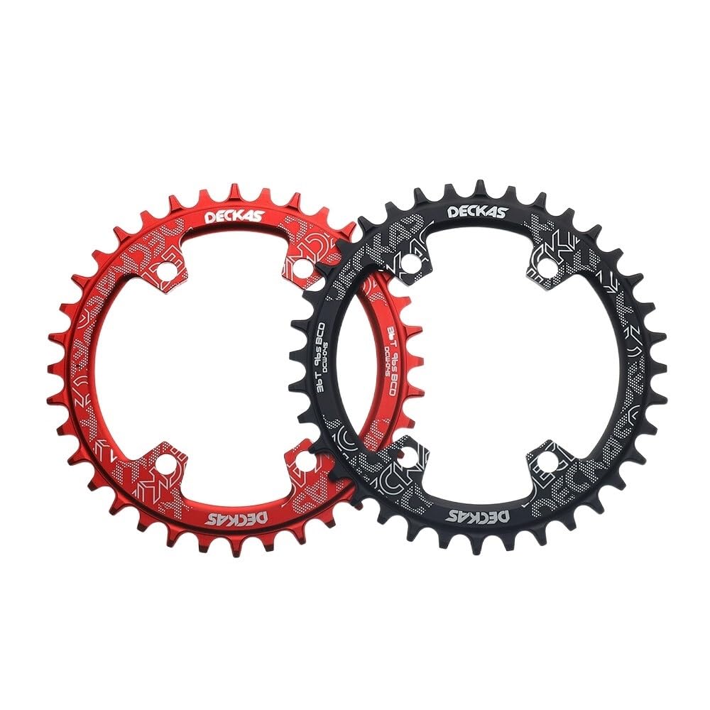 ZiYouao Couronnes Cyclisme Plateau de vélo de Montagne 96bcd BCD 96 Rond Ovale 32/34/36/38T pièces de Plaque de Couronne(36T,96BCD Round Red