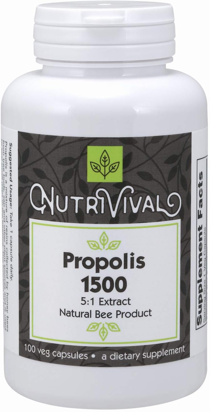 Propolis 1500 mg 5:1 Concentrate Natural Bee Product 100 Vegetarian Capsules