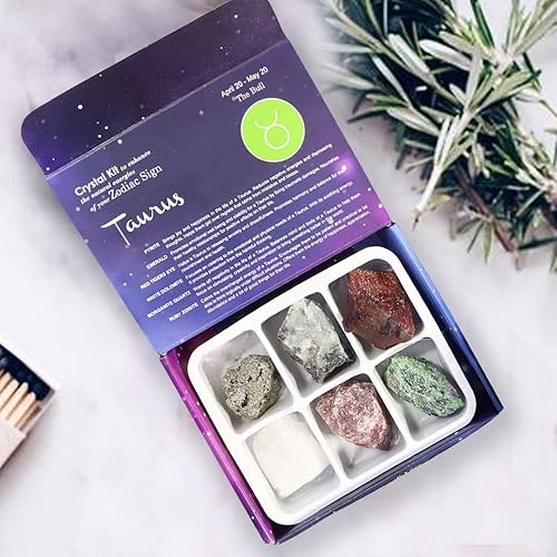 Cristal de escondite del zodiaco y piedras curativas naturales, signos del zodiaco, cristales de astrología, piedras de nacimiento (tauro)