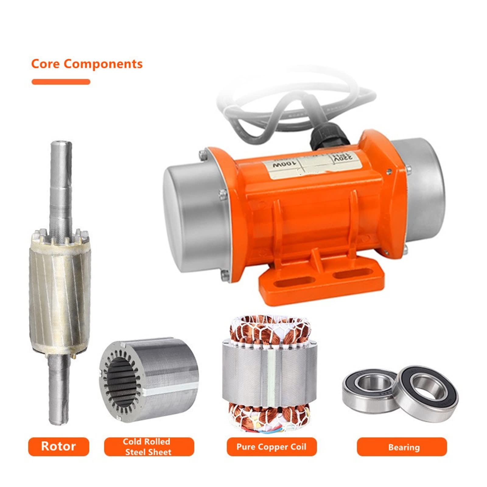 Motor de vibración, Motor de cobre puro, mezclador de vacío vibratorio, agitador, máquina de vibración industrial + controlador de velocidad del Motor para principiantes Bricolaje(100W 0.8KN)