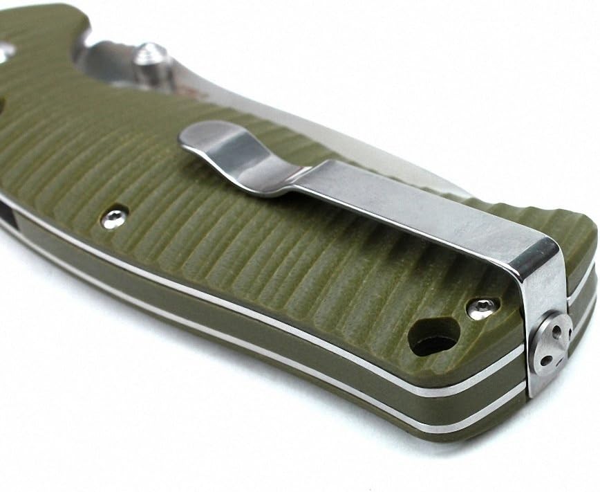 Ganzo G720-GR Tactical Folding Knife Window Breaker 440C Blade Army Green G10 Handle w/Paper Box & Draw String Bag G720