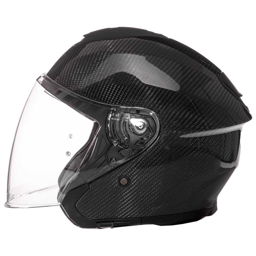 Casco Jet HERON CARBON, Casco da Moto con Calotta in 100% Carbonio, Doppia Visiera, Omologato ECE 2206, Interni Removibili, Molti Colori Disponibili