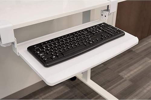Miniatura 4 de Stand Up Desk Store - Bandeja para teclado ajustable y retráctil compacta con abrazadera para colocar debajo del escritorio, aumenta la comodidad y