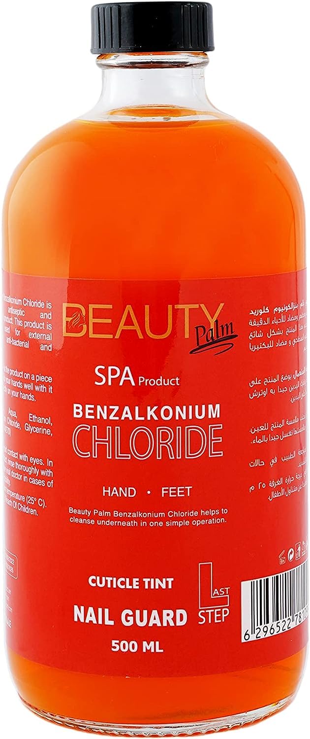 Beauty Palm Benzalkonium Chloride Cuticle Tint, Deep Nail Cleansing I Coloring and Sanitizing I Nail Guard (500ML, Orange)