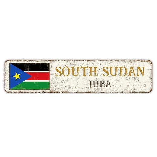 Metal Sign South Sudan Juba Aluminum Street Sign Personalized Sign Rustic Novelty Wall Sign Plaque Road Sign for Man Cave Farmhouse Kitchen Wall Decor Home Decor Unique Gift 4x18 Inch