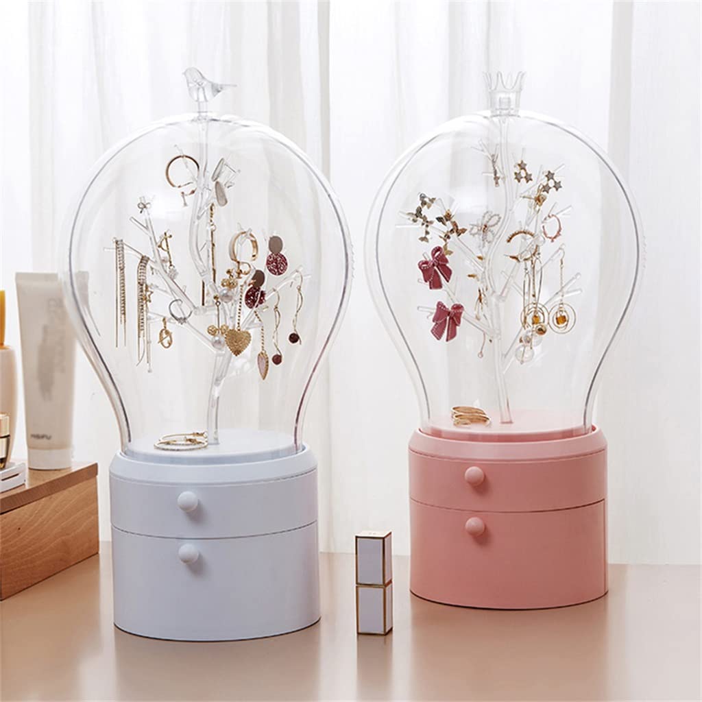 Boîte de rangement à bijoux LED Organisateur Bijoux Boîtier de chargement USB Bureau Boîte anti-poussière Boucles d'oreilles Collier Présentoir Cadeau (Blanc comme le montre l'image)