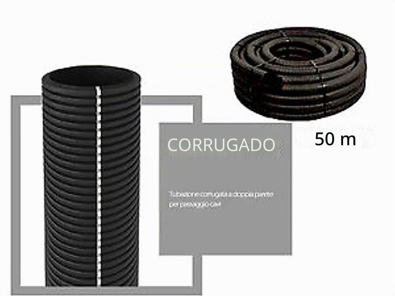 Tubo corrugado de doble capa para instalaciones eléctricas, rollo de 50 metros (Diámetro 40 mm))