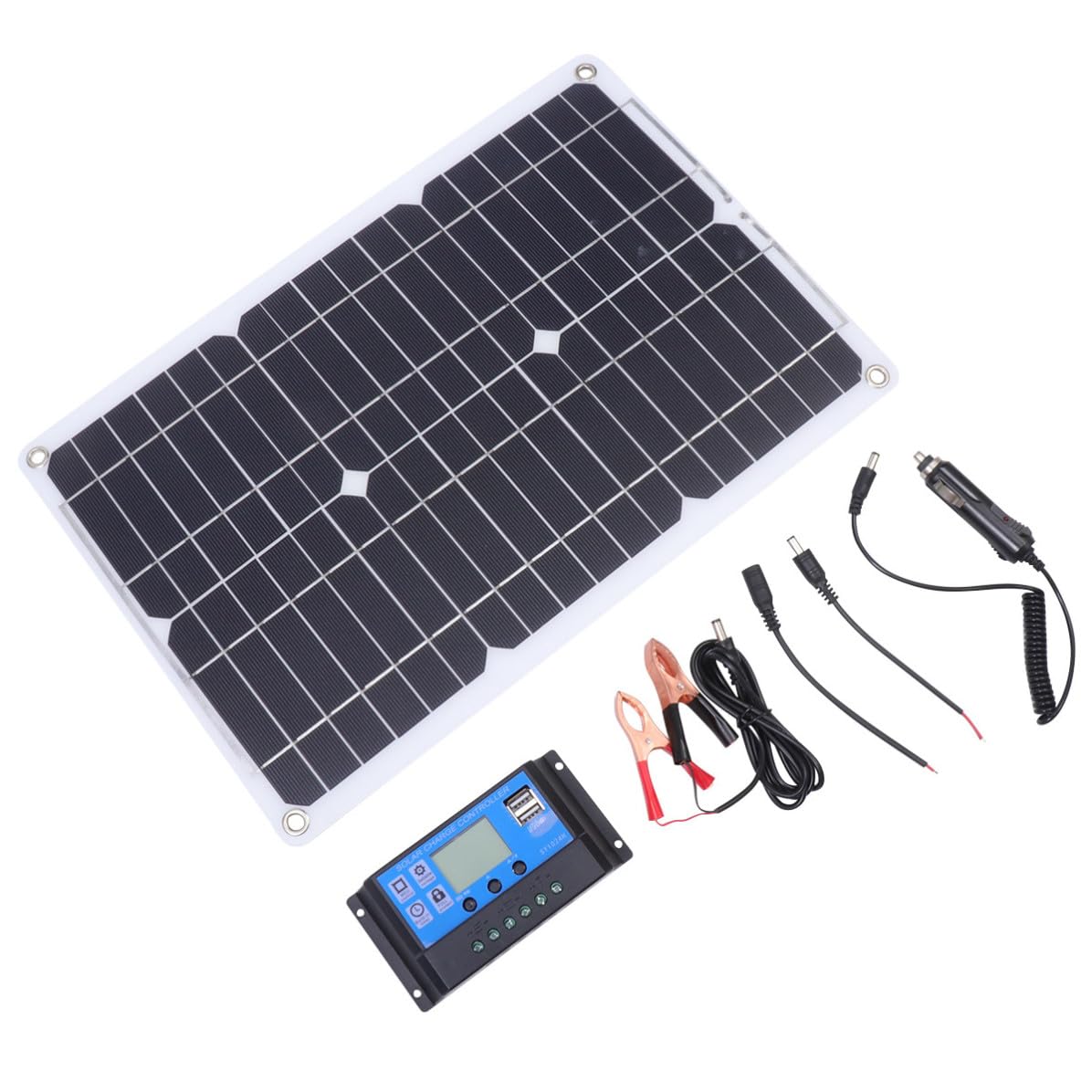 Pannello Solare Monocristallino 18w 5v 12v Nero con Foro