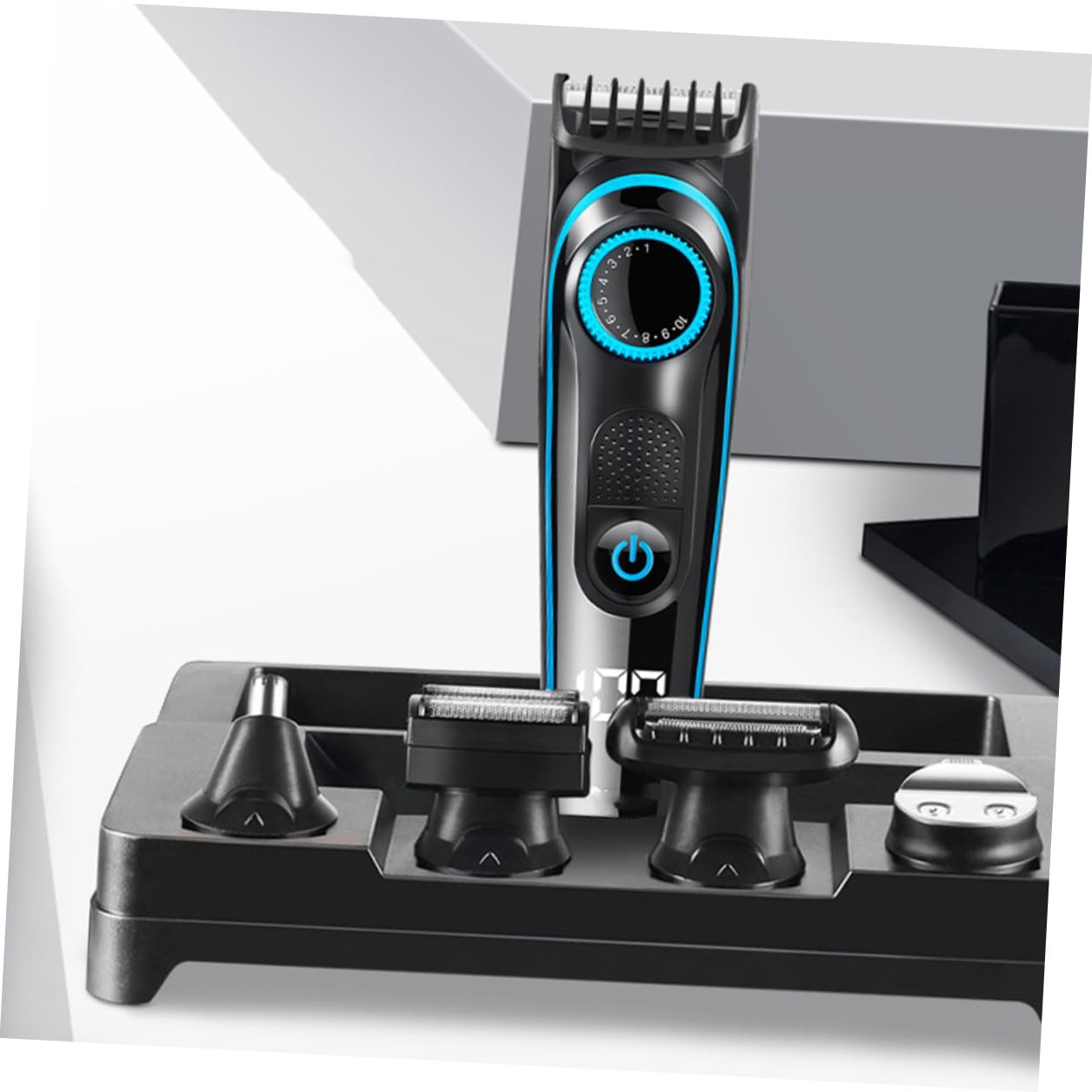 TEHAUX Haarschneidemaschine Ergonomisches Design mit Lcd Display 5-in-1 Edelstahlklingen Elektrischer Haarschneider für Reise und Geschäft