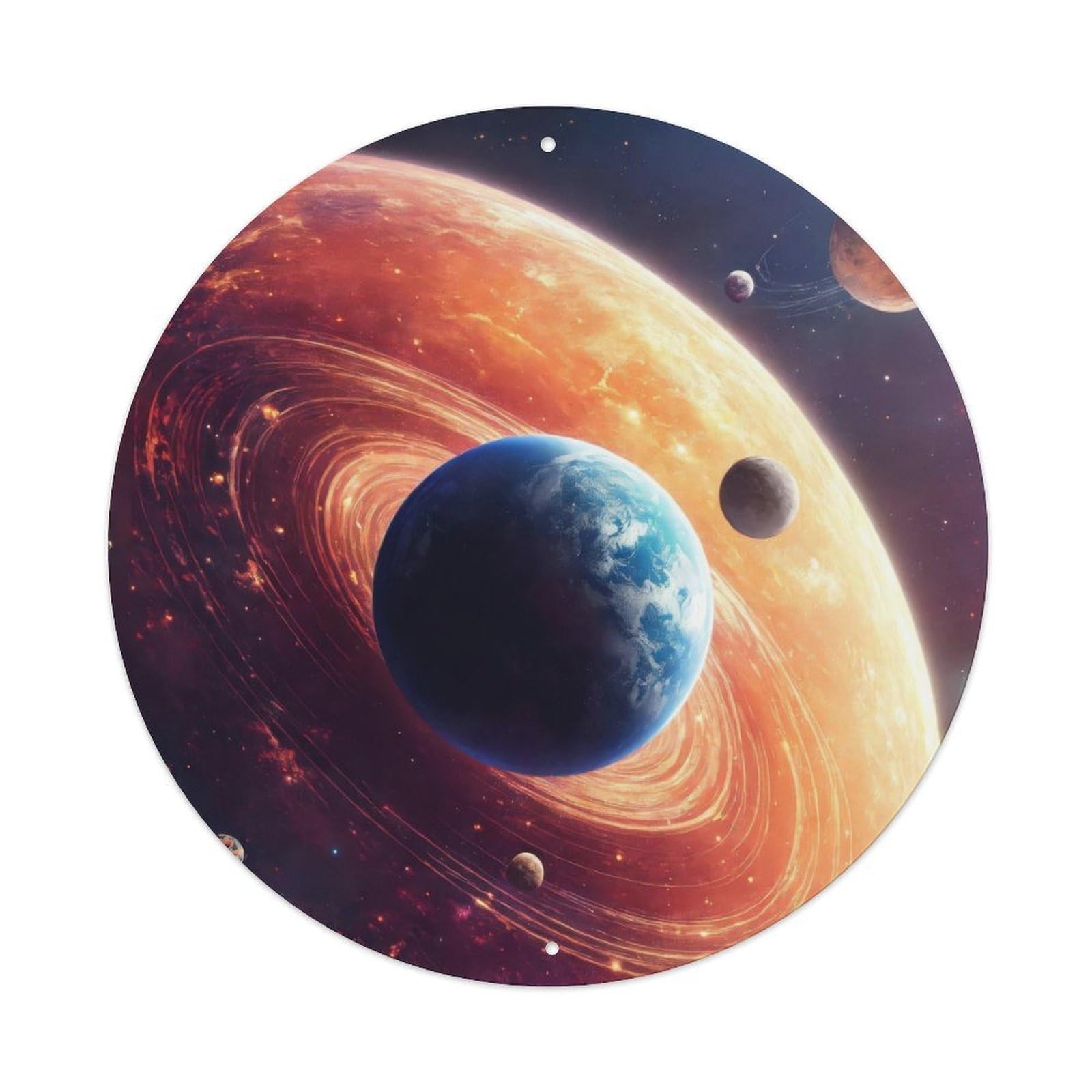Space Blazing Planet Metal Tin Sign
