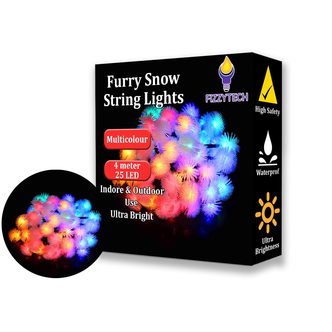 fizzytech Plastic Furry Snow Balls Fairy Lights Of Home Decoration Diwali Light For Party Birthday Diwali Christmas (25 Led 4 Meter, 8 Modes, Multicolor) (B0BCYQVLFN) Amazon Price History, Amazon Price Tracker