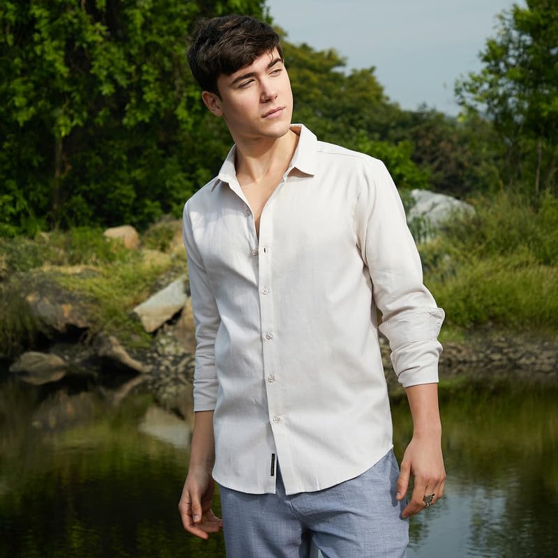Image of CAHOOT Men's Shirt for Casual Wear | Spread Collar | Long Cuffed Sleeves | Button Closure | Shirt Crafted with Comfort Fit for Everyday Wear