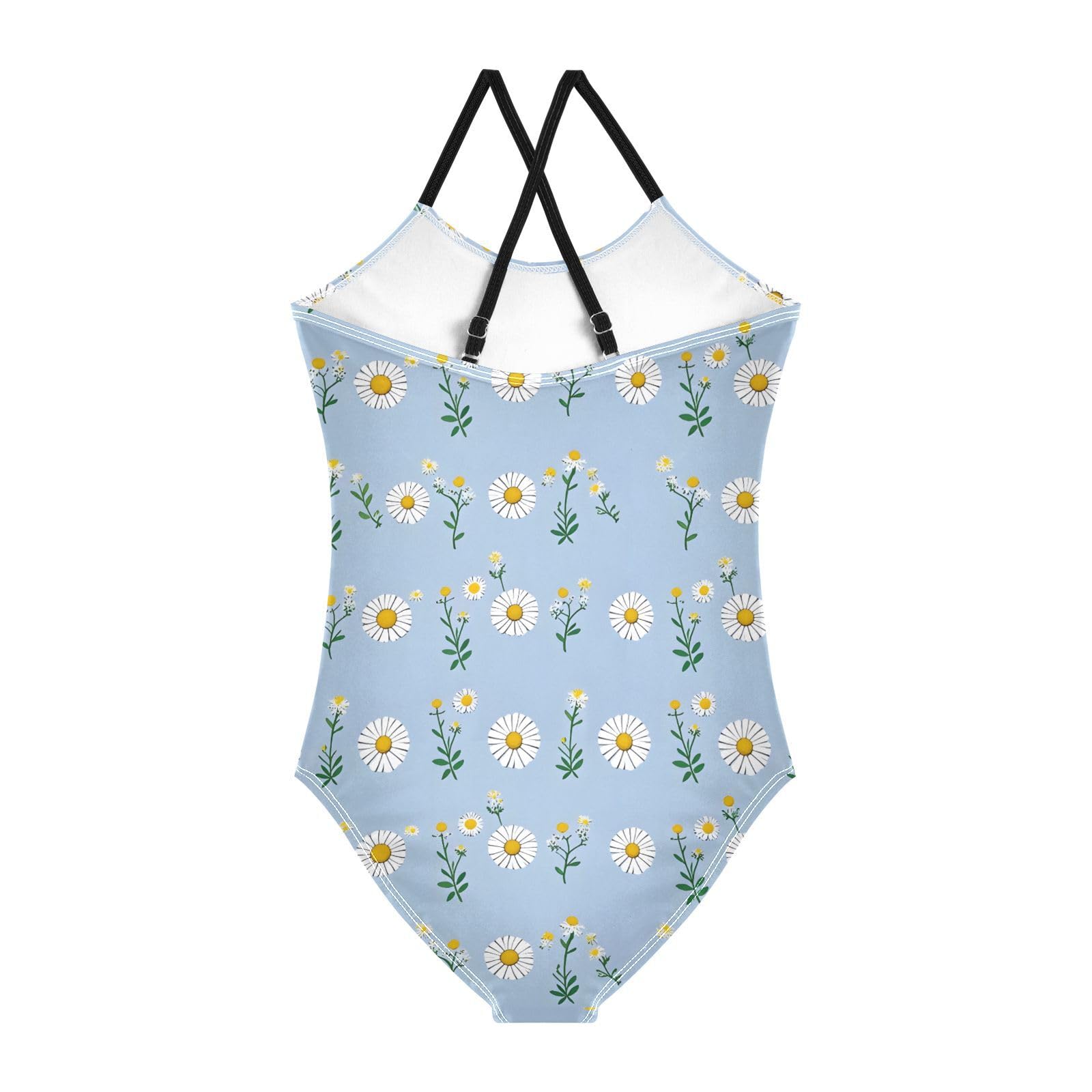 Daisy Pattern Girls One Piece Swimsuits Quick Dry Beach Swimwear Bathing Suit, 3T Multicoloured