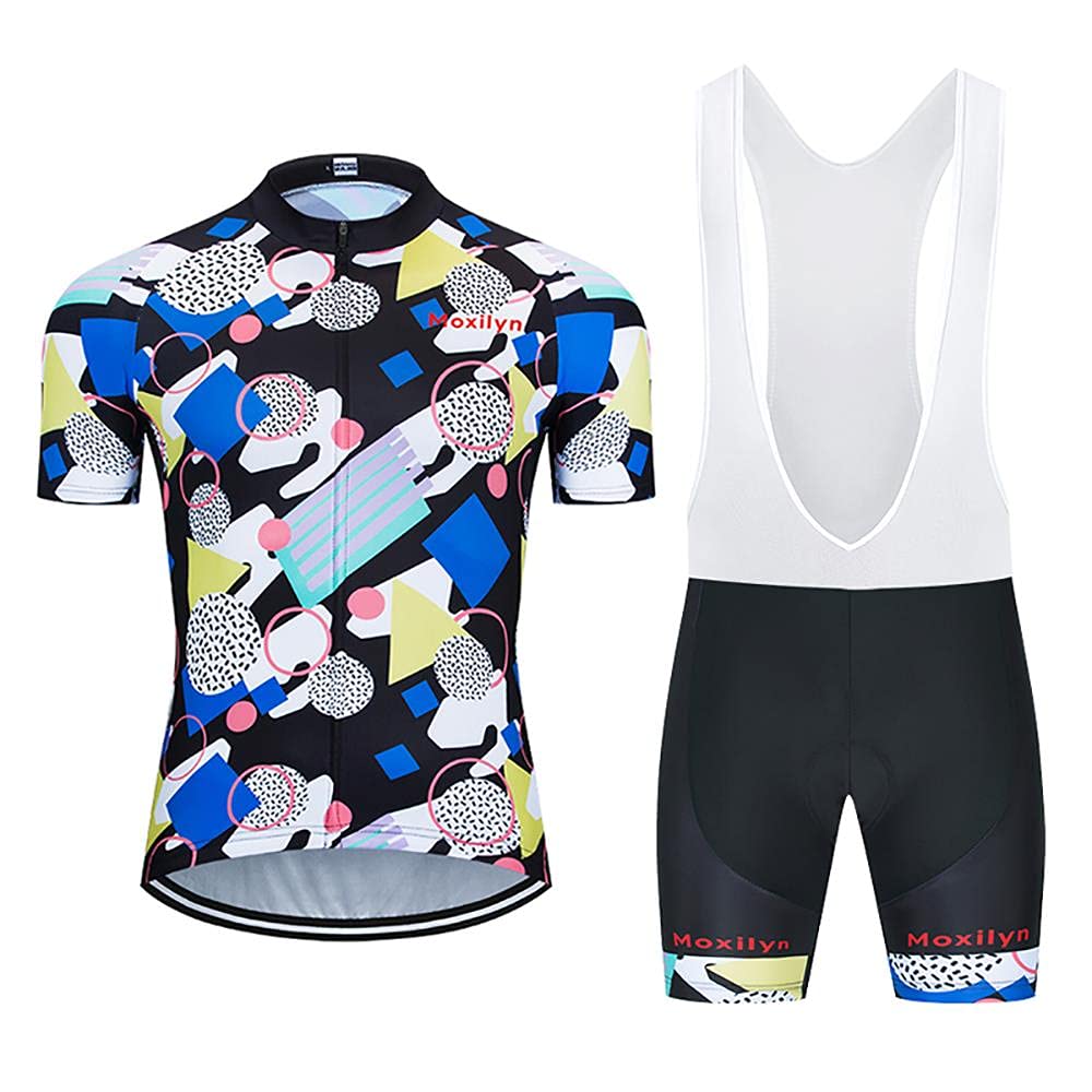Moxilyn Conjunto de maillot de ciclismo de manga corta para hombre, camiseta de ciclismo, camiseta de manga corta + pantalón de ciclismo con gel 9D, chaqueta y pantalón de ciclismo originales de gasa