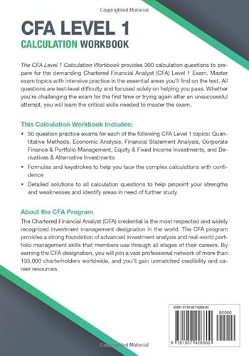 Cfa Level 1 Calculation Workbook: 300 Calculations To Prepare For The Cfa Level 1 Exam thumb #1