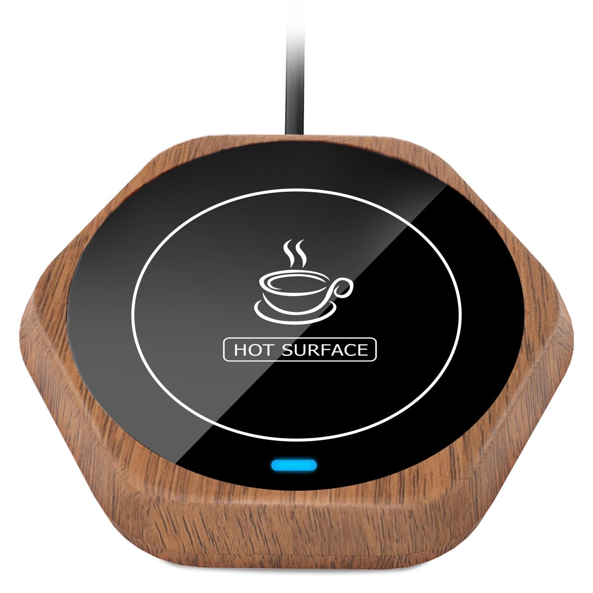 Coffee Mug Warmer: Smart Beverage Heating Plate Candle Wax Cup Warmer Electric Thermostat Coaster for Hot Coffee Milk Tea Water Cocoa Desk Home Office Use (R1 Wood Grain)