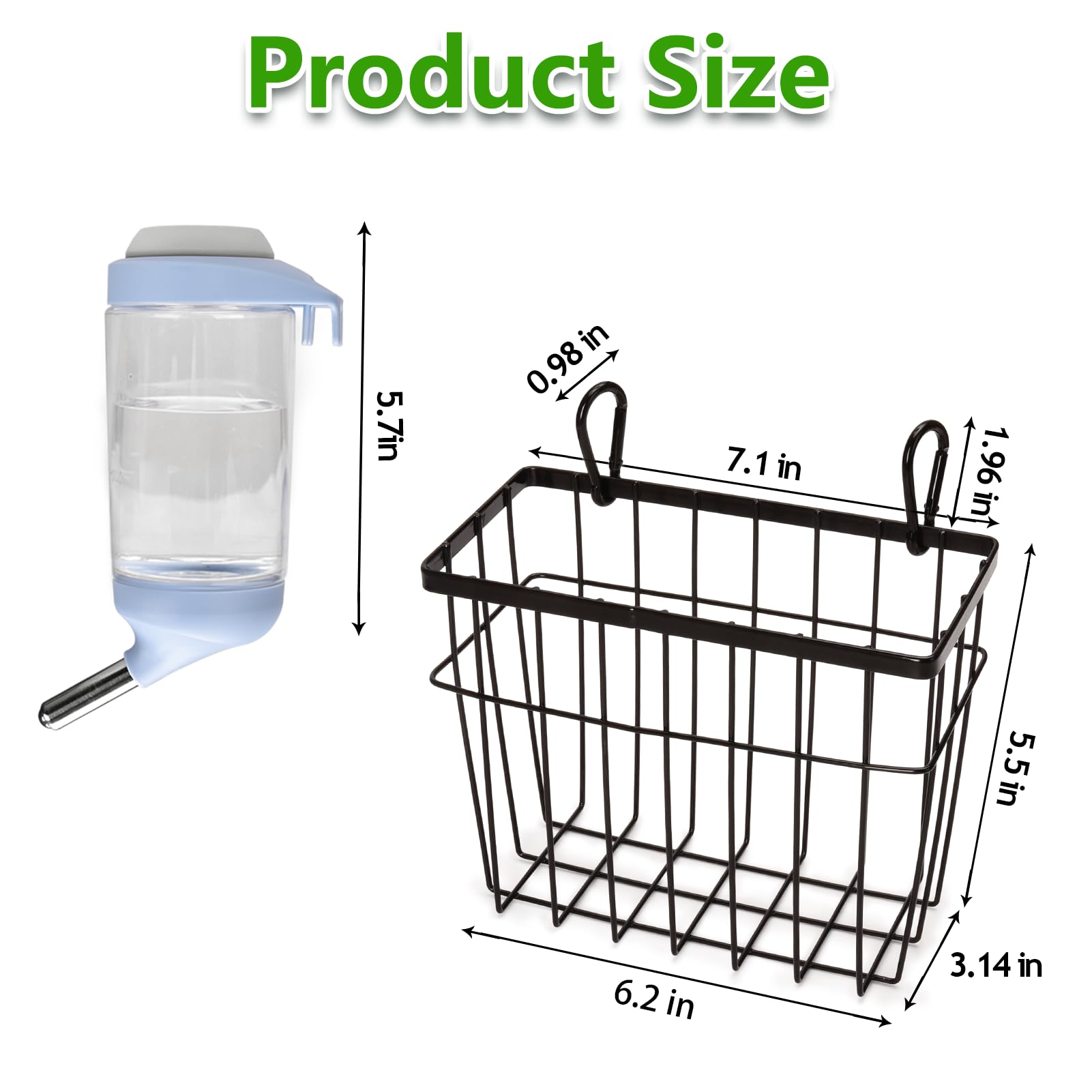 SANGLE SOPFFY Rabbit hay Feeder Small Animal Feeding Set with 350ml Water Bottle, Hay Rack for Guinea Pigs, Chinchillas - image 2