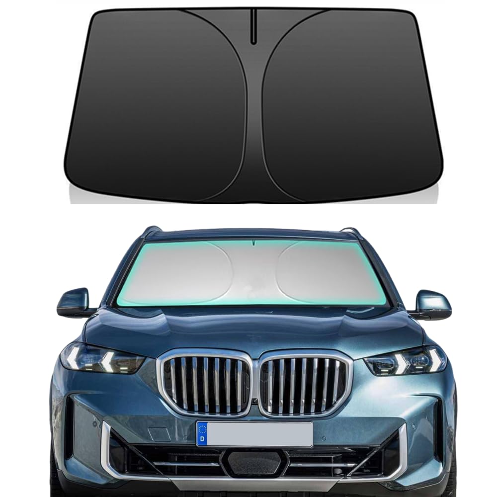 Windshield Sun Shade for BMW X5 2019-2025 Foldable Car Front Window Sunshade Accessories Double Layer 240 T Sun Visor Protector Reflective Cover Block UV Rays & Sun Heat