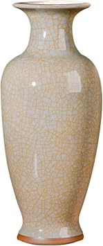 Vases Ceramic Classical Simple Handmade for Dry Flowers Decoration Art Home Household Living Room Bedroom Office Desktop Yellow 16 x 34 cm Home Accessories