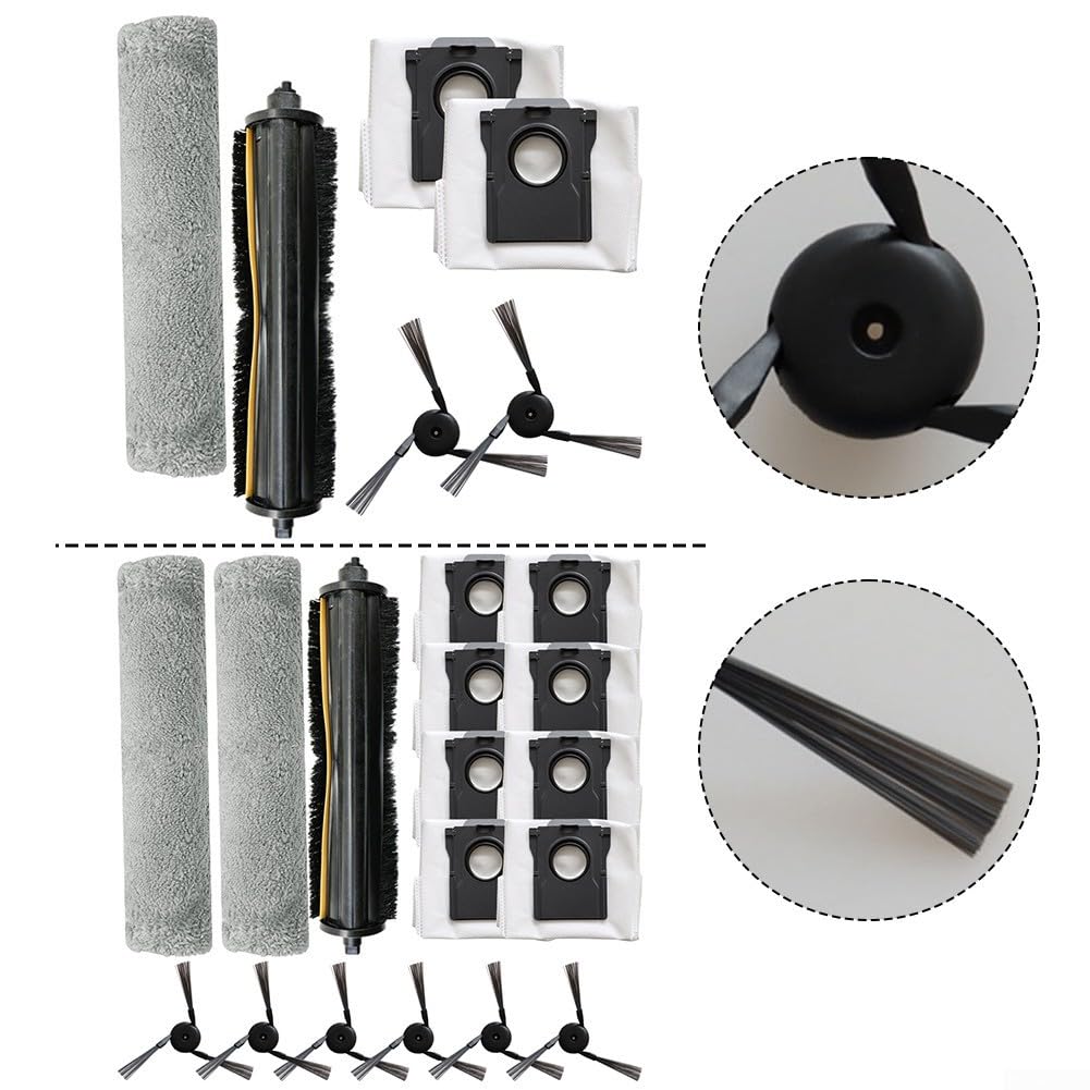 Kit de paño para fregona lateral principal, 1 juego con bolsas de polvo, piezas de repuesto para aspiradora, cepillo principal de nailon y paño de microfibra para fregona, compatible con modelos Z5/Z5