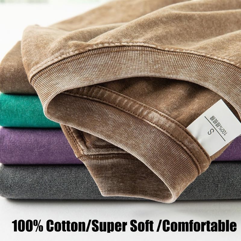 3 Pack Men's Oversized Heavy Cotton T-Shirts Vintage Tee Loose Fit Short Sleeve Casual Shirts for Men4