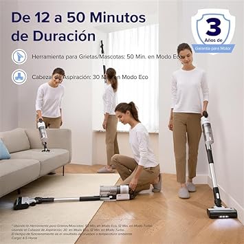 LEVOIT Aspiradora sin Cable, Antienredos para Mascotas, Autonomía de 12-50min, 4 en 1 Aspirador con Batería Extraíble, 99,9% de Filtración, Aspiradora Escoba para Alfombras, Suelos Duros, Coches3