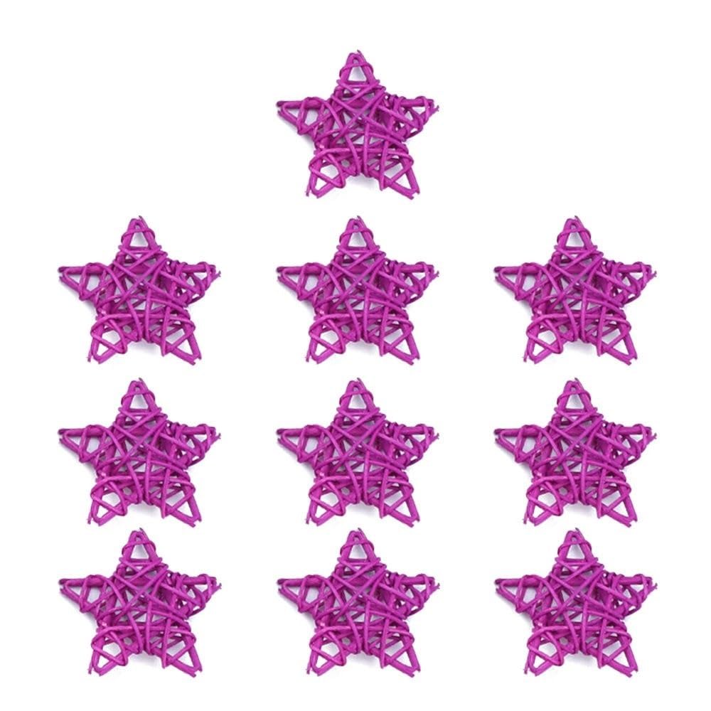 Rattan Ball 10Pcs Natural Vine Heart Stars Rattan Ball Mixed Color DIY Wreath Accessories Home Decor Tree Ornament Wed Party Supplies Rattan Decorative Balls(6cm-light purple)