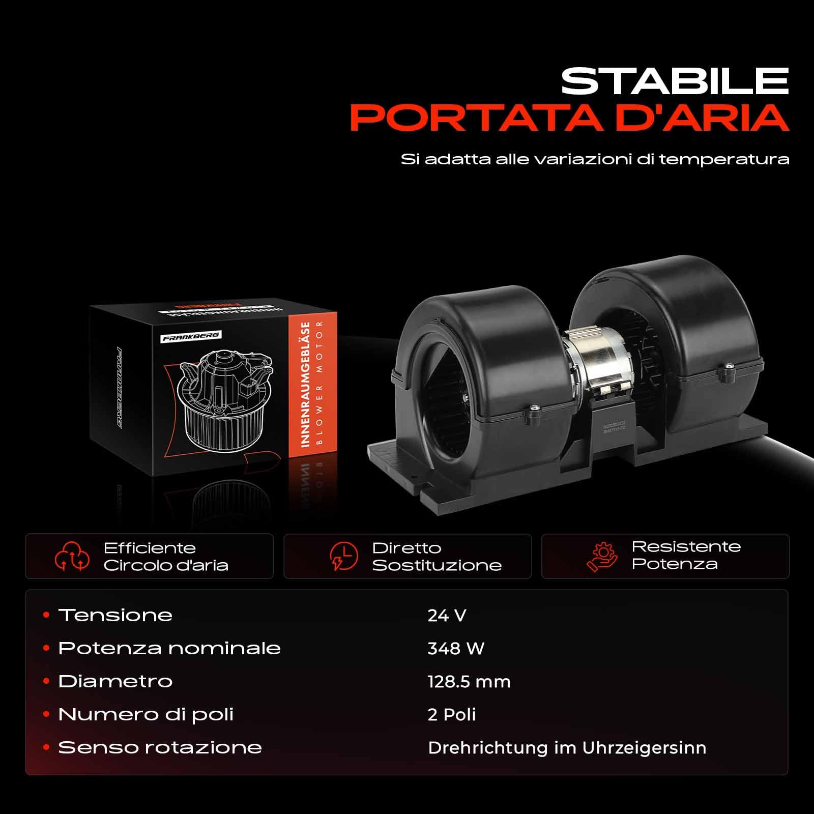 Frankberg Motore del ventilatore Ventilatore del riscaldamento Compatibile con Idea 350 Musa 350 Replace# 77362775