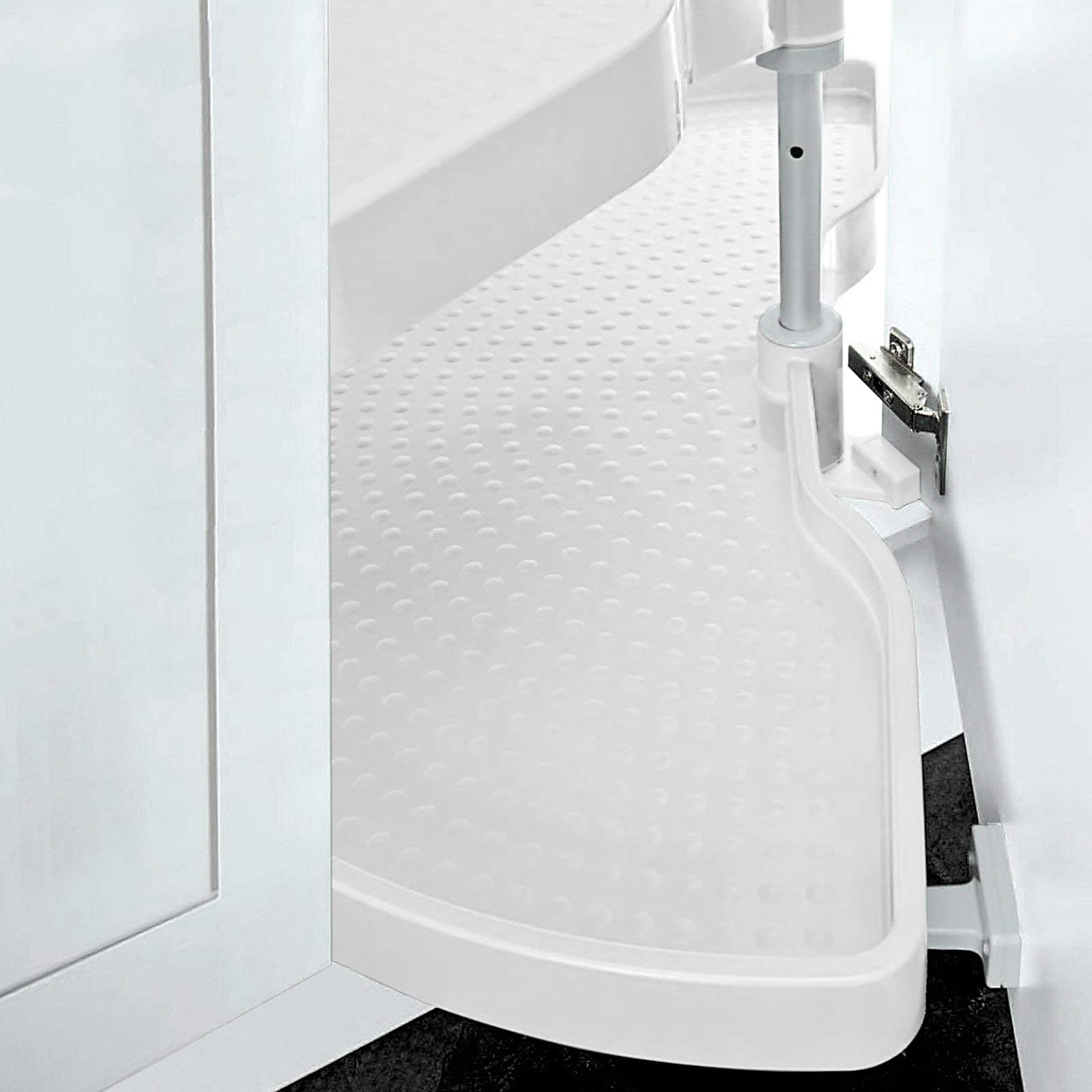 Eckschrankdrehbeschlag 1/2-Kreis Drehbeschlag 1000er Halbkreisboden mit weißen Drehböden belastbar bis 20 Kg pro Boden für 100er Eckschrank von SO-TECH® - Made in Germany