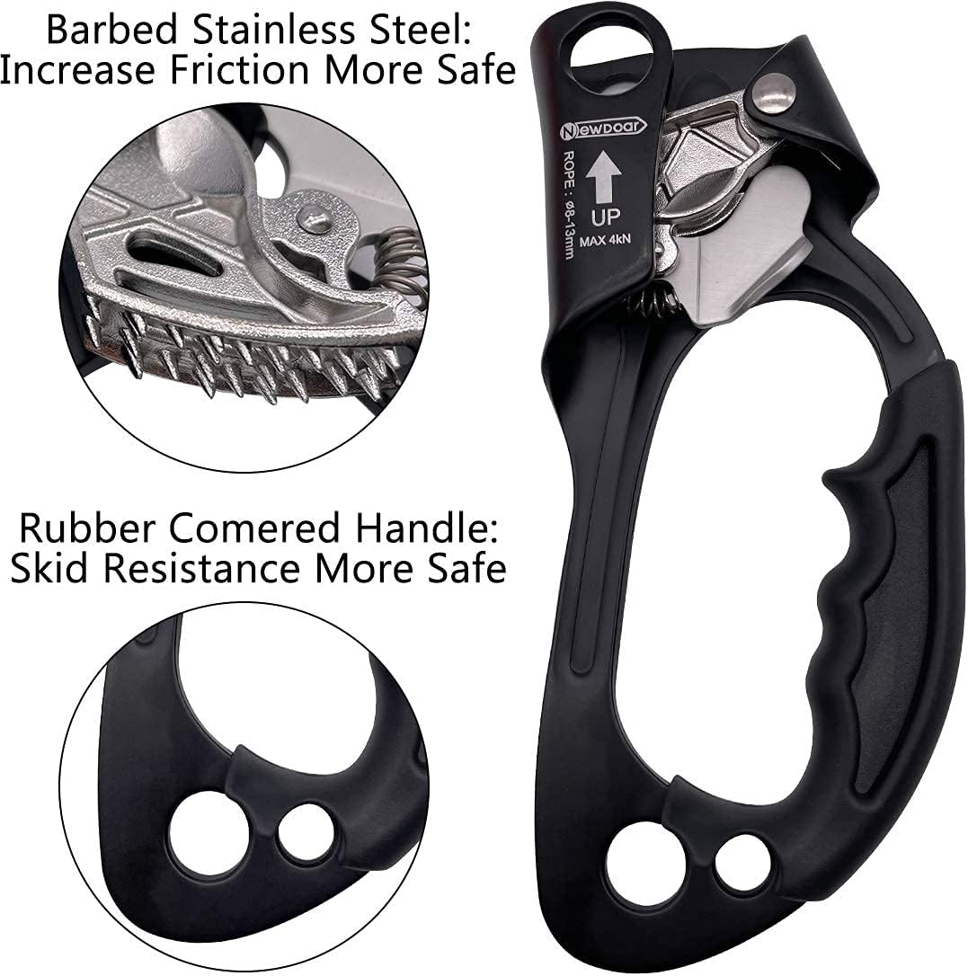 NewDoar CE Certified Right Hand Ascender 10mm Static Climbing Rope (Black/33ft/10M) Climbing Equipment Fire Rescue Rope