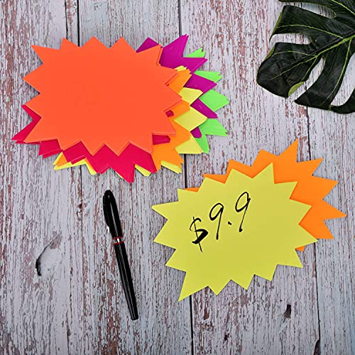 5x66 inch 60pieces fluorescent neon signsburst star cutouts signs for retailgarage sale signyard sale supplies price tags signsposter board decorations6 colors 60pcs