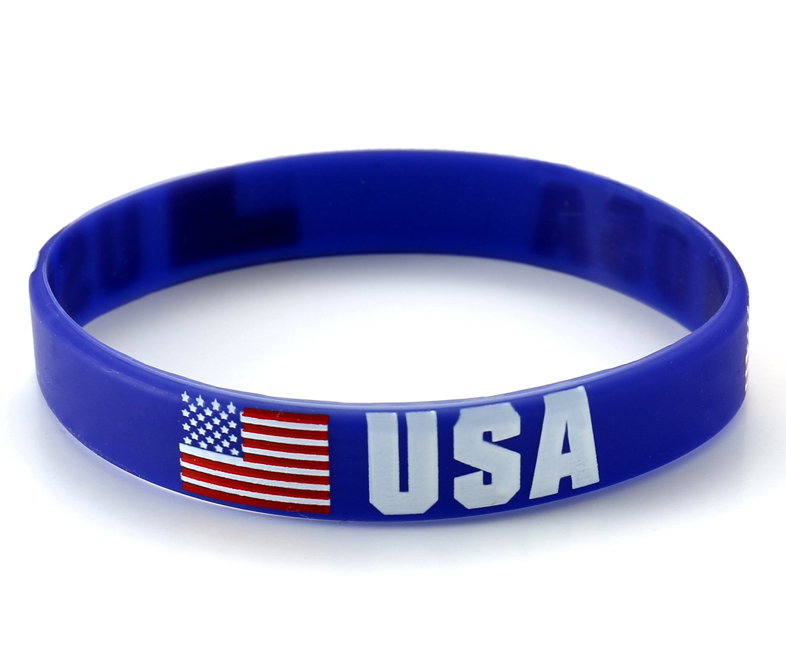 Komonee 50 x USA Blue World Cup Sports Event Football Country National Flag Silicone Wristbands