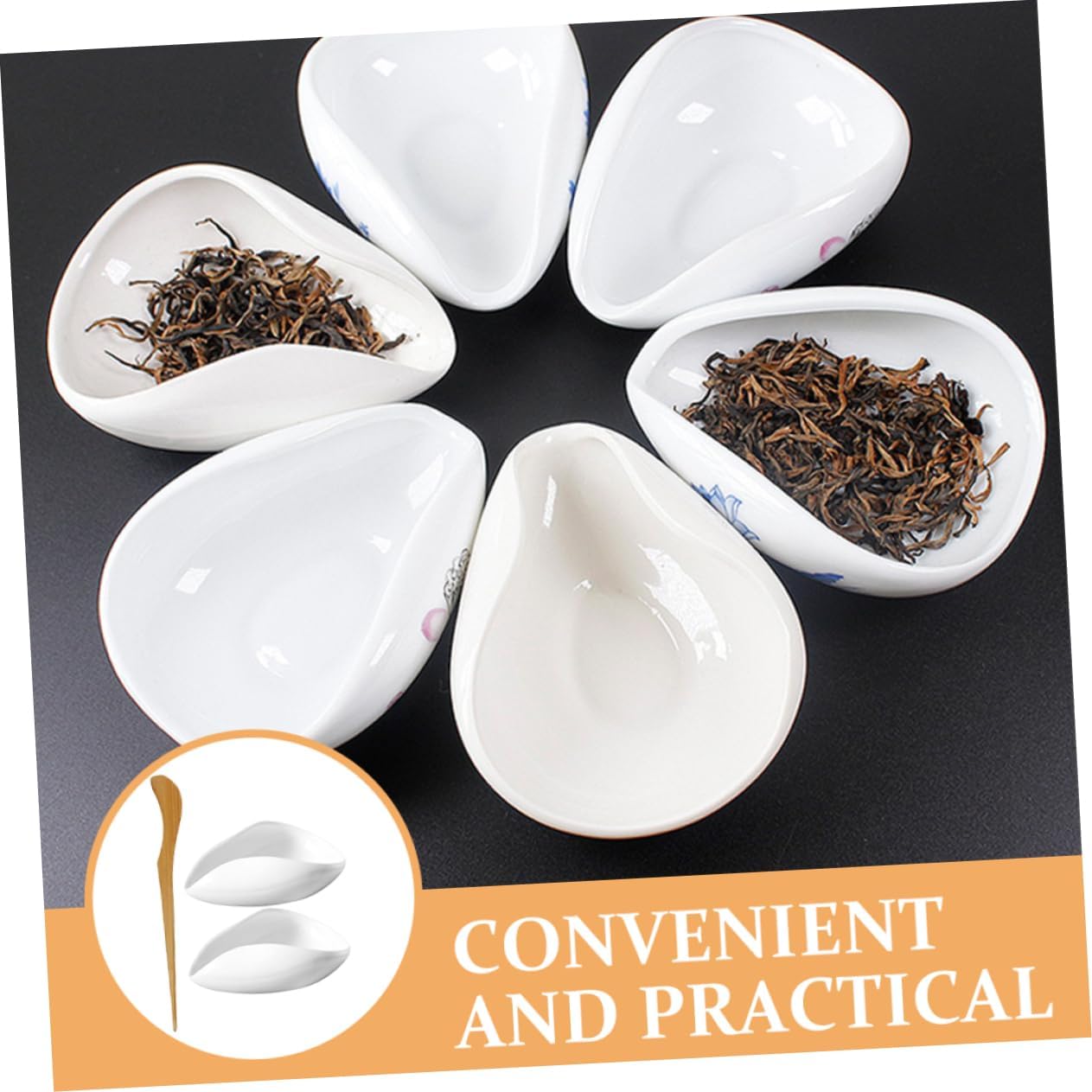 COLLBATH Ceramic Tea Vessel and Loose Tea Scoop Set Portable Multi-Function Teaspoon for Home Use Retro Style for Coffee Beans and