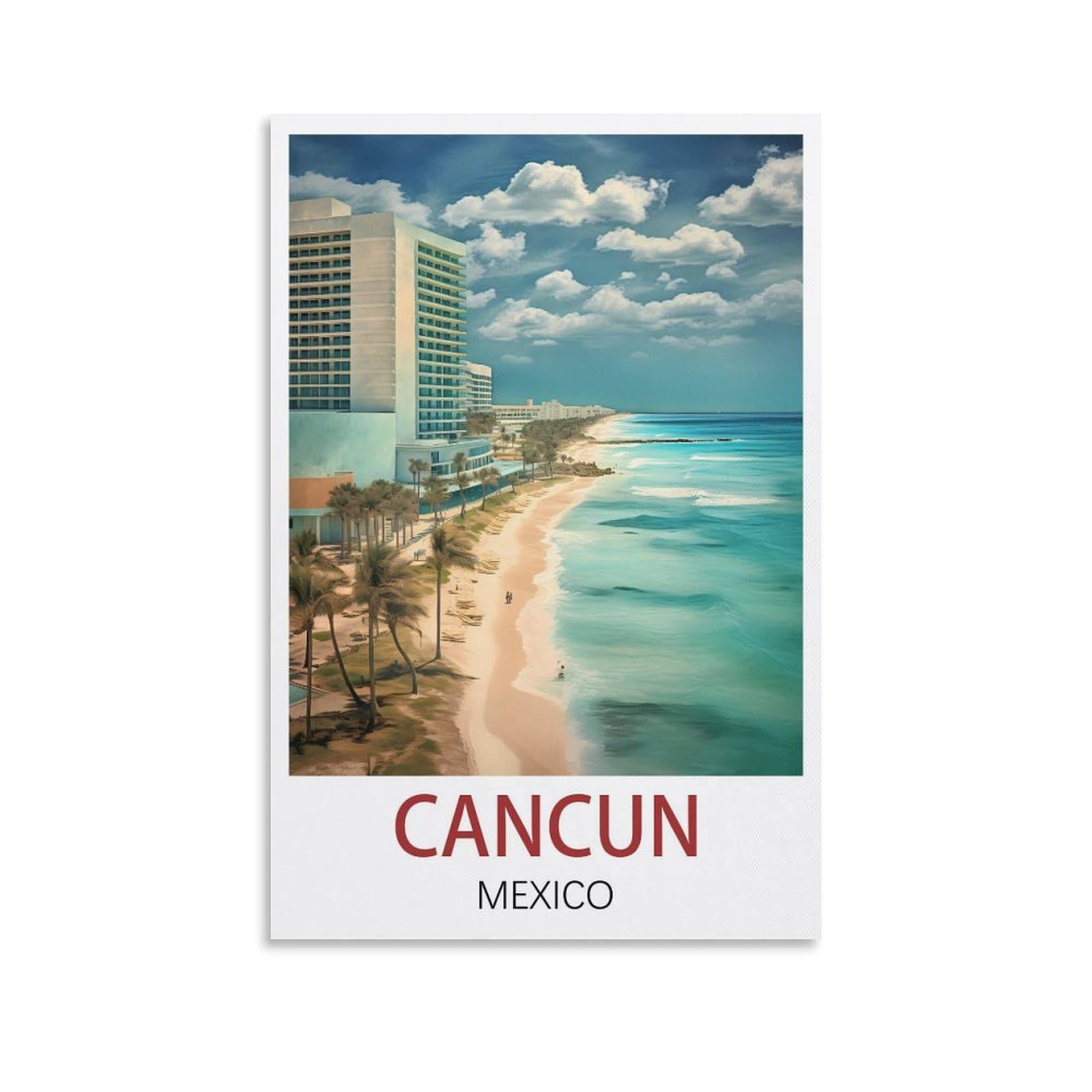 Ynieiluu Unframe-Style Cancun Mexico Vintage Travel Posters 08X12inch(20X30cm) Canvas Art Posters Painting Pictures Wall Art Prints, Wall Decor For Bedroom