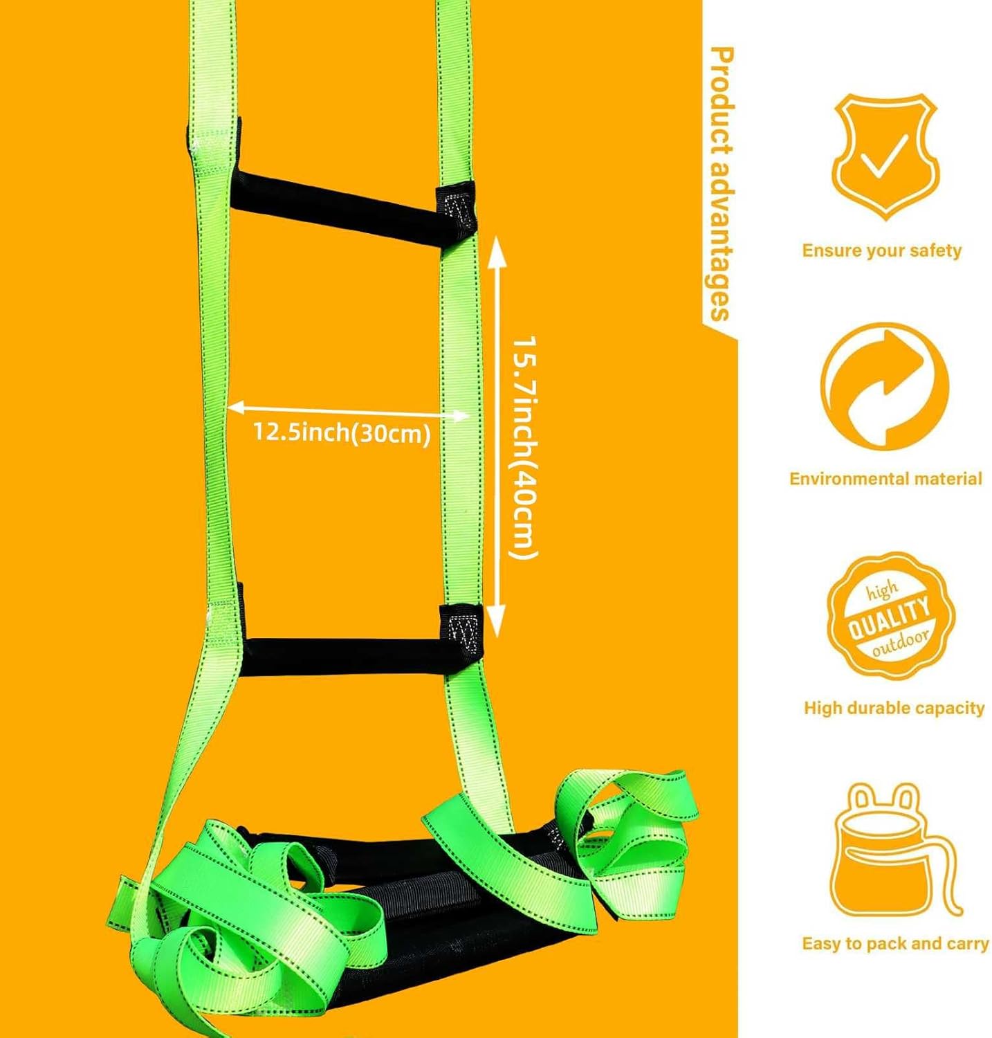 Emergency Fire Escape Ladder,Flame Resistant Safety Rope Ladder with Hooks 13FT/16FT/26FT/32FT/49FT,Fast to Deploy,Easy to Store Withstand Weight up to 1300 pounds (26FT)