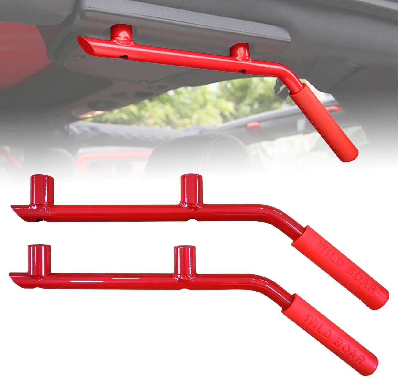 ICarszone Black Solid Steel Rear Grab Handle for 2007-2018 Jeep JK JKU Wrangler Unlimited Accessories 4 Door - 1 Pair