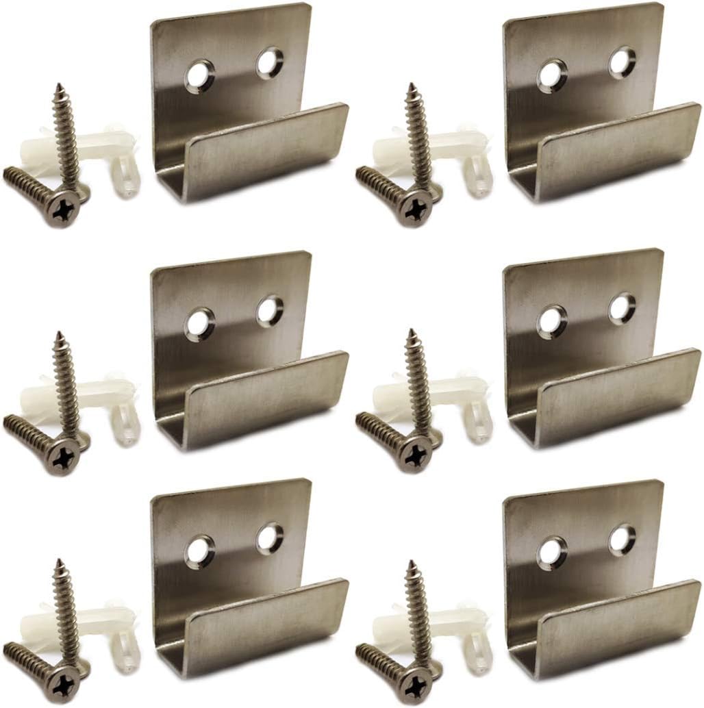 Stainless Steel Flat J Hooks Hanger, Ceramic Tile Billboard Display Board Holder Wall Mount Heavy Duty Hook Brackets Silver 6Sets
