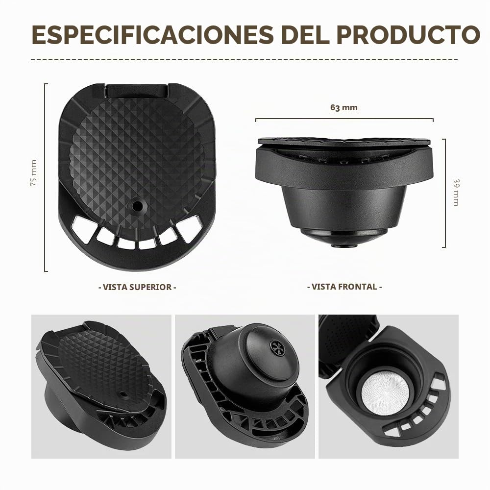 Adaptador reutilizable café para máquina Dolce Gusto, convertidor de café molido recargable compatible con Piccolo XS, Mini Me Genis S y soporte para crema