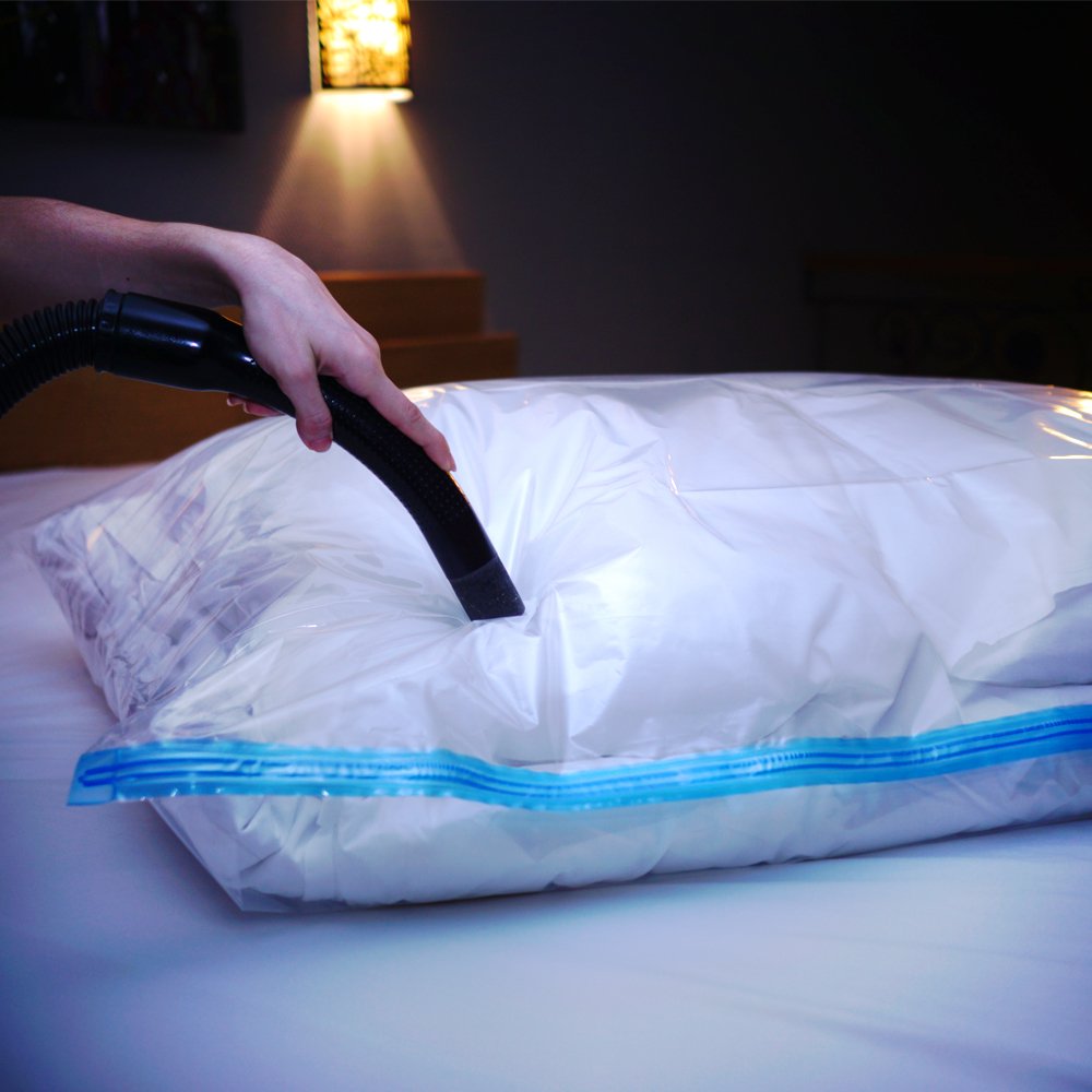 Zip&Win - Sacchetti sottovuoto da 80 x 100 cm, confezione da 6 sacchetti salvaspazio per vestiti stagionali, piumoni, cuscini, coperte + borsa da viaggio inclusa