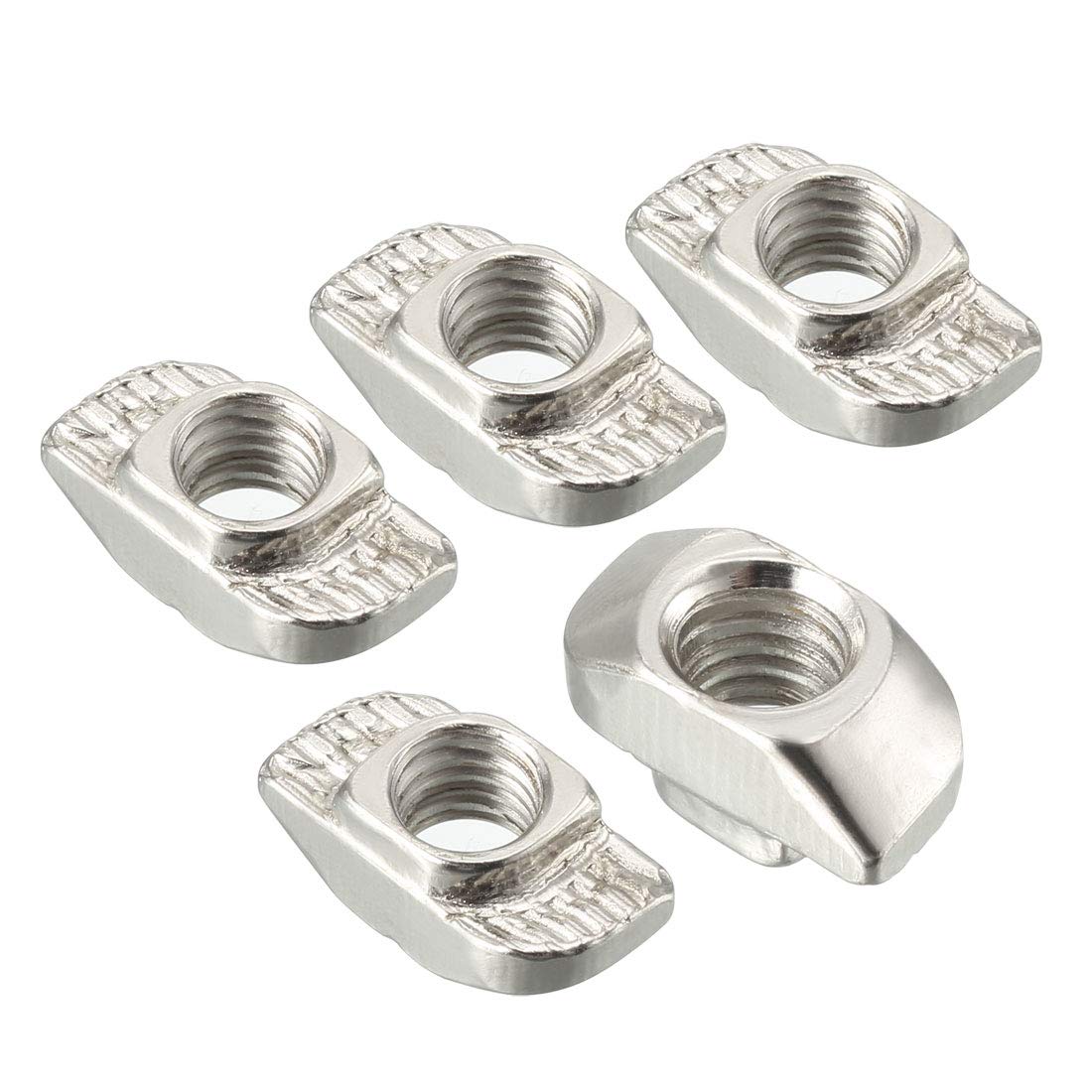 Sliding T Slot Nuts, M5 Half Round Roll in T-Nut for 3030 Series Aluminum Extrusion Profile, Carbon Steel Nickel-Plated, Pack of 10