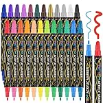 Betem 24 Colors Dual Tip Acrylic Paint Pens Markers, Premium Acrylic Paint Pens for Wood, Canvas, Stone, Rock Painting, Glass, Ceramic Surfaces, DIY Crafts Making Art Supplies