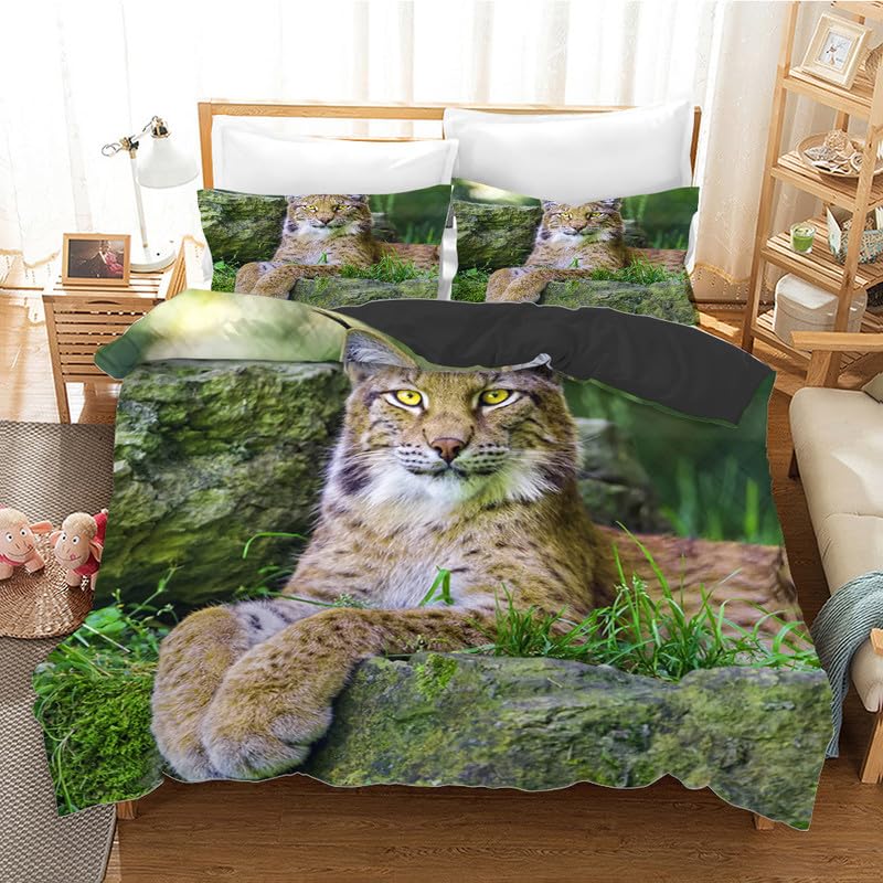 Parure de lit 220x240 lynx vert clair comprenant housse de couette et taies d'oreiller 65x65