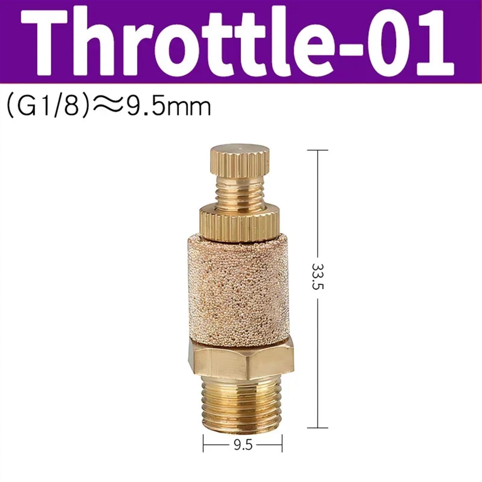Filtro silenziatore di scarico pneumatico in ottone da 10 pezzi, M5 1/8 "1/4" 3/8 "1/2" 1/8 "filetto maschio esagonale sinterizzato silenziatore raccordo linea aria(SLL-01)