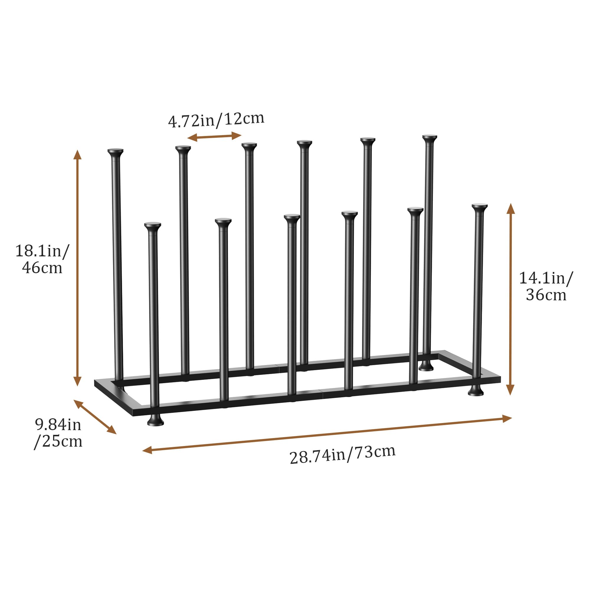 Pickpiff Vrijstaand schoenenrek, zwart metalen schoenenrek, schoenenorganizer voor slaapzaal, kast, entree, slaapkamer, terras, outdoor, hal, voor 6 paar