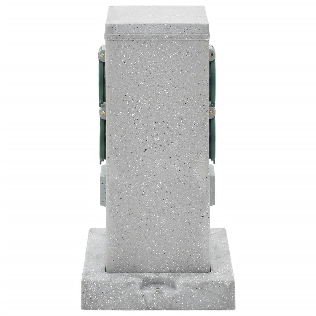 Presa Esterno Picchetto 4Vie Grigio Effetto Pietra 16x16x29,5cm, Presa da Giardino con picchetto, Presa elettrica da Esterno, distributore energia da Giardino