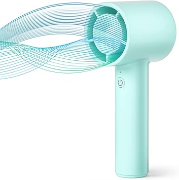 Mini Handheld Fan, Portable Leafless Fan USB Rechargeable with 3 Speeds, Personal Cooling Hand Fan Silent Pocket Desk Fan for Home Office Outdoor School Travel Camping Blue