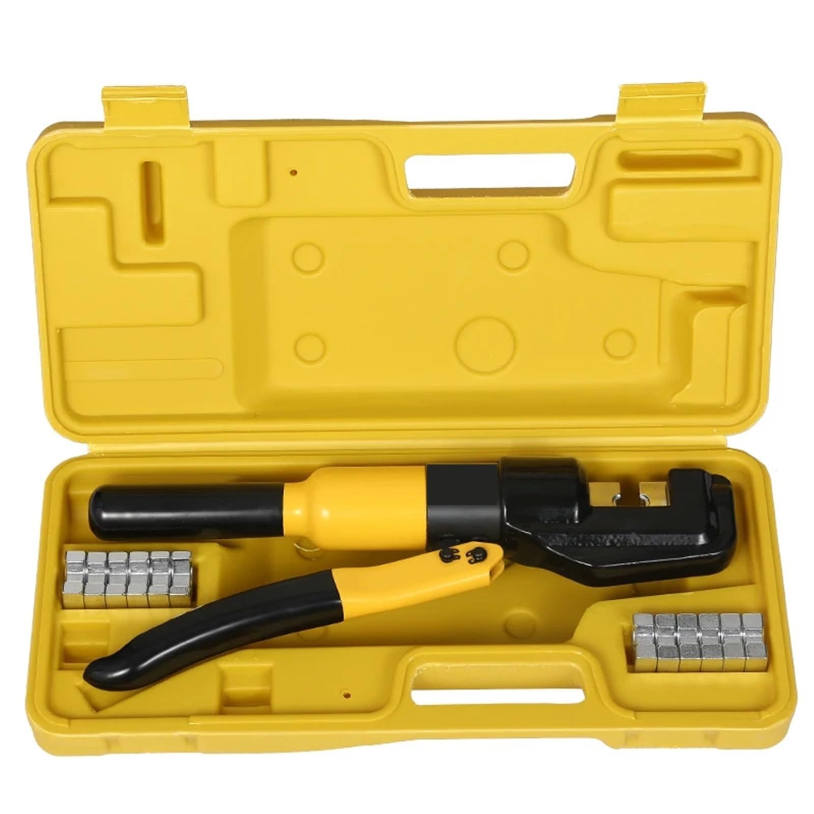 Pince à sertir hydraulique, pince à sertir hydraulique avec matrices, kit d'outils manuel pour flexibles, outils de sertissage à froid pour cosses de câbles en cuivre et aluminium, pour cuivre et al