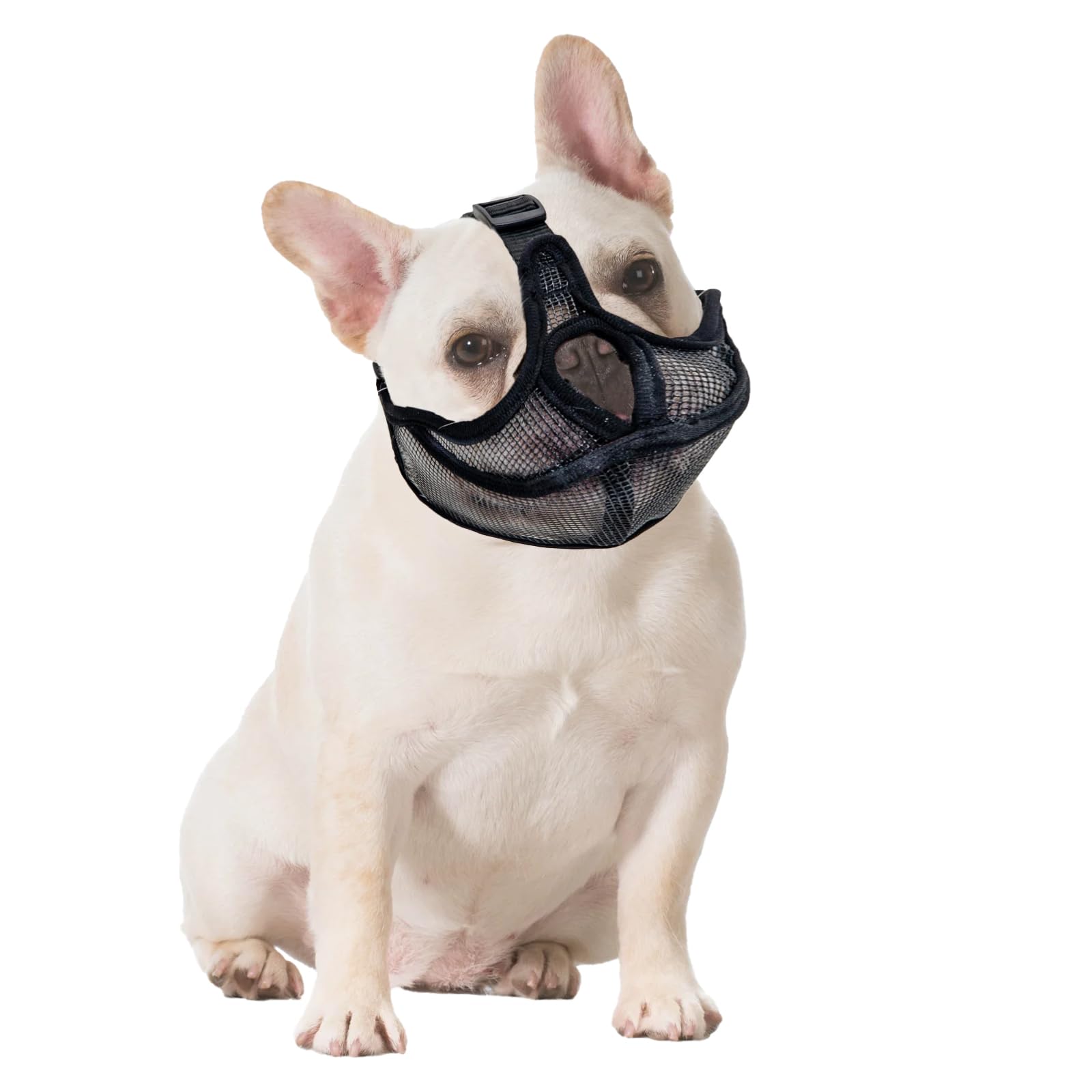 Bozal para Perro Bulldog FrancésBozal para Perro de Hocico Corto Bozal Bulldog Frances de Ajustable Bozales Suaves para Perros Pequeños Anti Mordedura Masticar Ladrar para Perro de Cara Plana