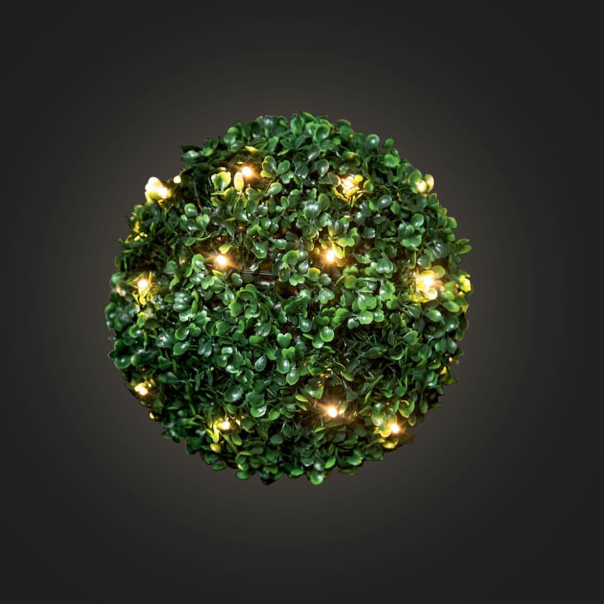 GBS 30 Led Solar Powered Topiary Ball, Solar Garden Light Ornament, Net Fairy Lights Warm White, Hanging Topiary Plant Lamp Waterproof, Plastic Shrub Grass Plant Perfect for Garden Decor 26cm